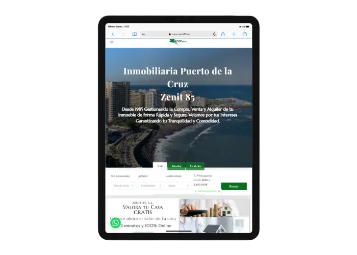 tablet web inmobiliaria